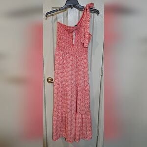Red One Shoulder Sundress Resort Wear
